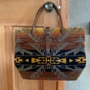 Pendleton Leather and Wool Tote Handbag